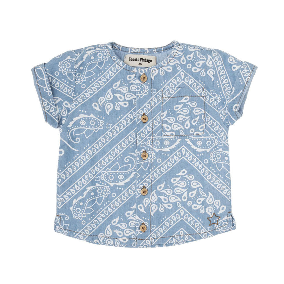 Tocoto Vintage Chambray Baby Bandana Print Shirt