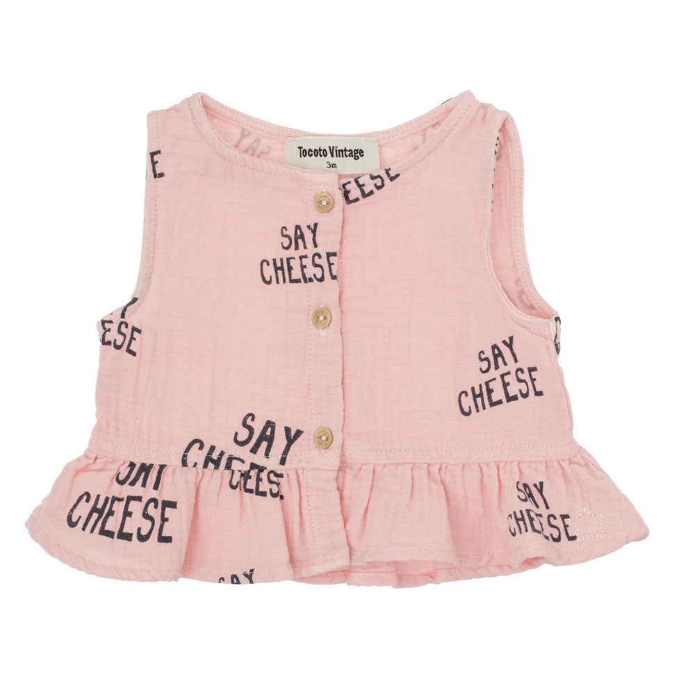 Tocoto Vintage Pink Say Cheese Baby Blouse