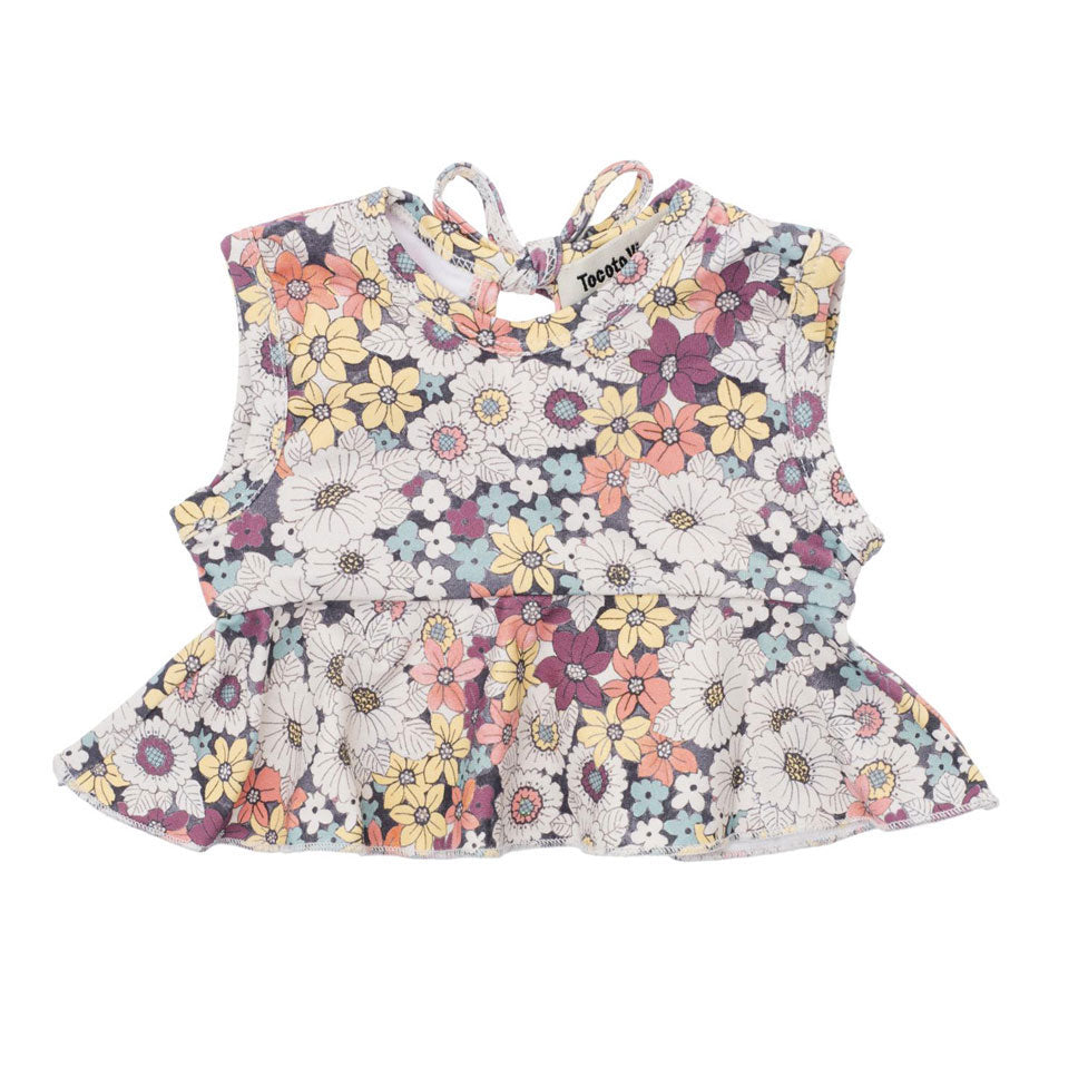 Tocoto Vintage Pink Fluor Baby Floral Swim Top