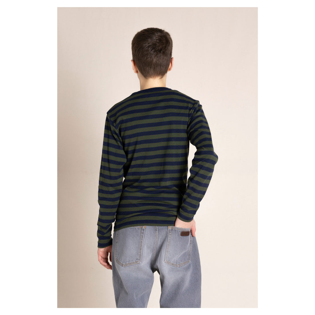 Finger in the Nose Sailing Navy / New Khaki Stripes Long Sleeve T-Shirt
