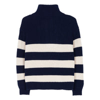 Finger in the Nose Sasha Navy/Ecru Stripes Half Zipped Jumper