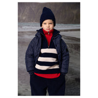 Finger in the Nose Sasha Navy/Ecru Stripes Half Zipped Jumper