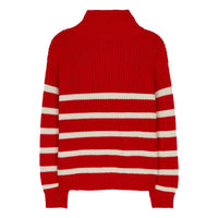 Finger in the Nose Sasha Red/Ecru Stripes Half Zipped Jumper