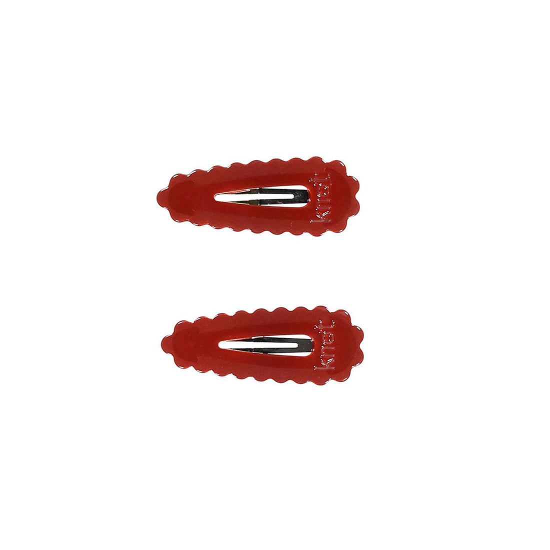Knot Hairbands Scallop Snap Clip Set // Cherry