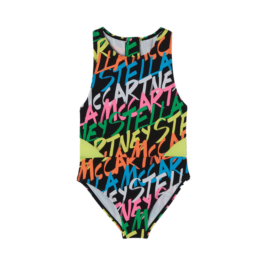 Stella McCartney Scribble Logo Jersey Sports Swimsuit