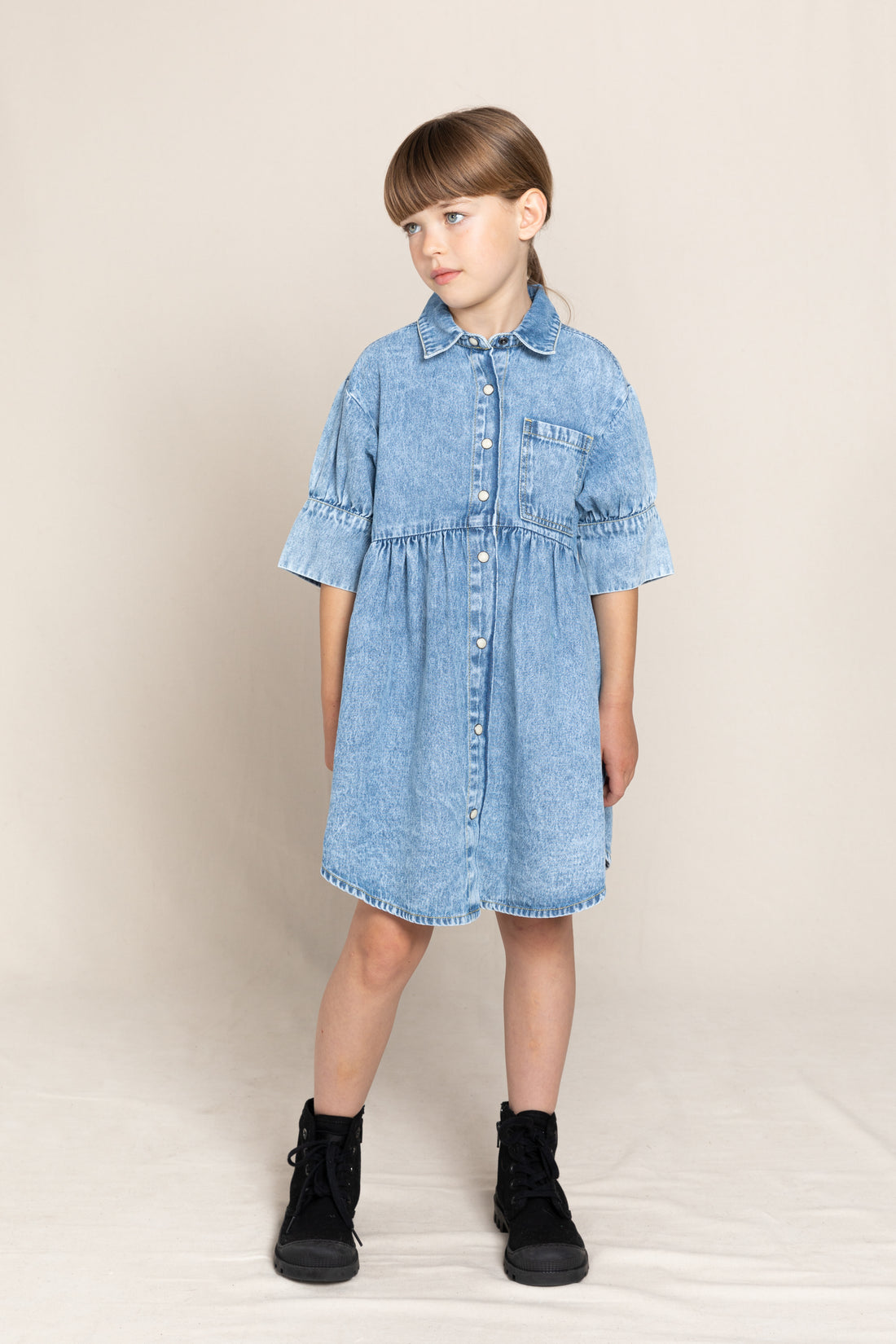 Finger in the Nose Sonya Bleached Blue Shirt Dress