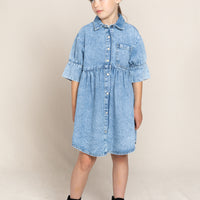Finger in the Nose Sonya Bleached Blue Shirt Dress