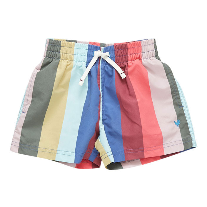 Pink Chicken Baby Swim Trunk - Multi Wide Stripe
