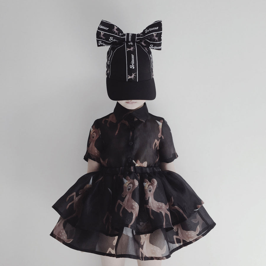 Caroline Bosmans Black Deer Unicorn Organza Dress