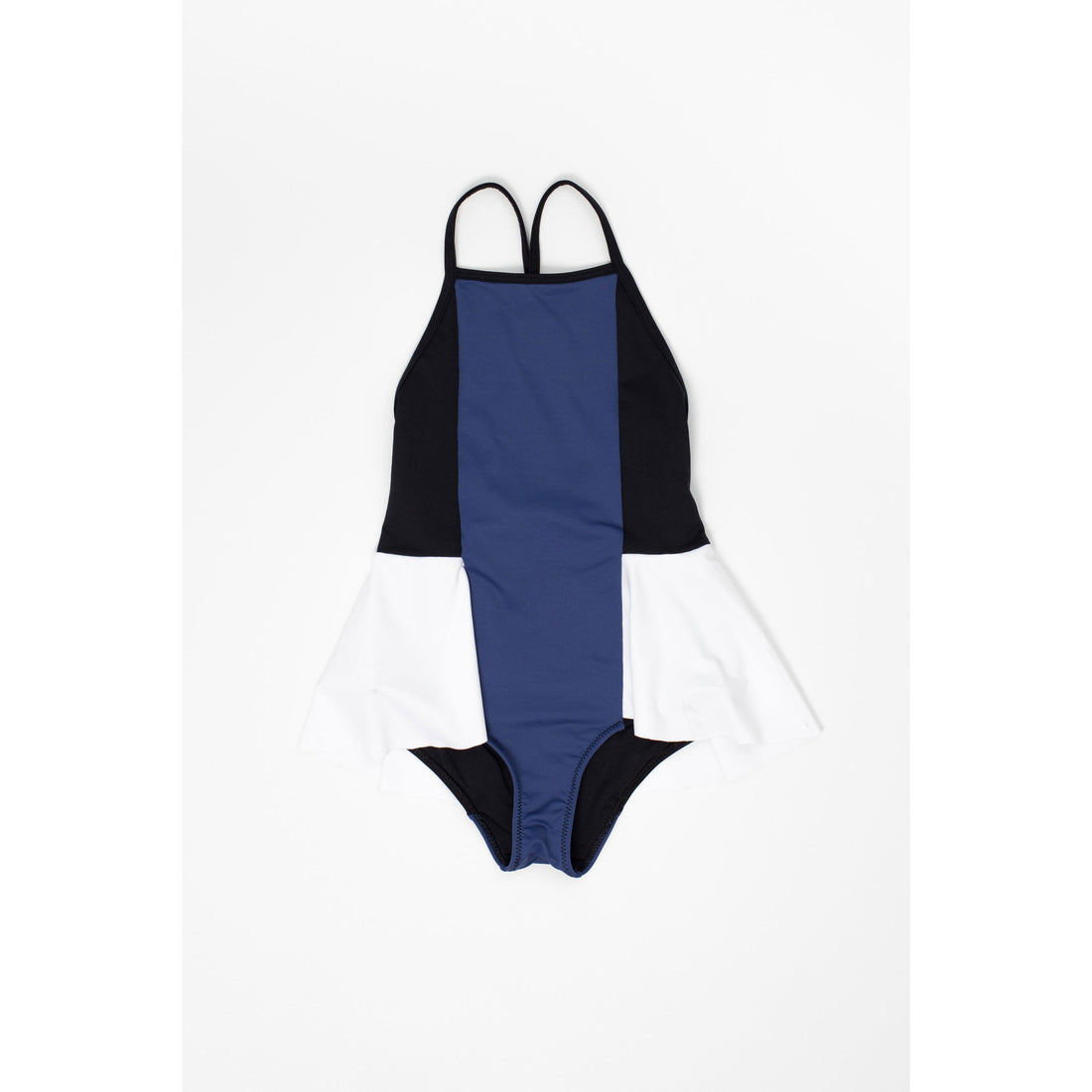 Motoreta Blue Colorblock Ruffled Swimsuit
