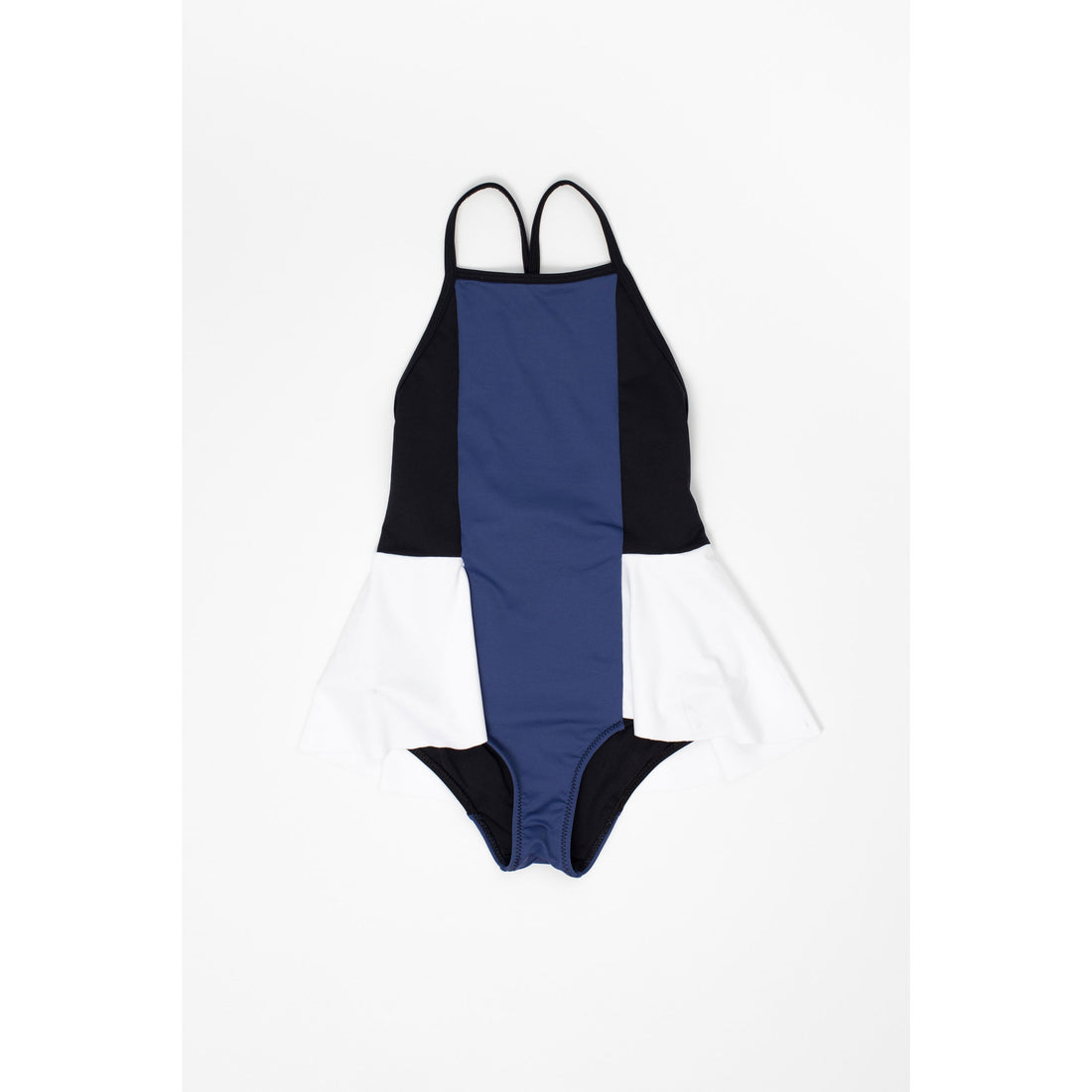 Motoreta Blue Colorblock Ruffled Baby Swimsuit
