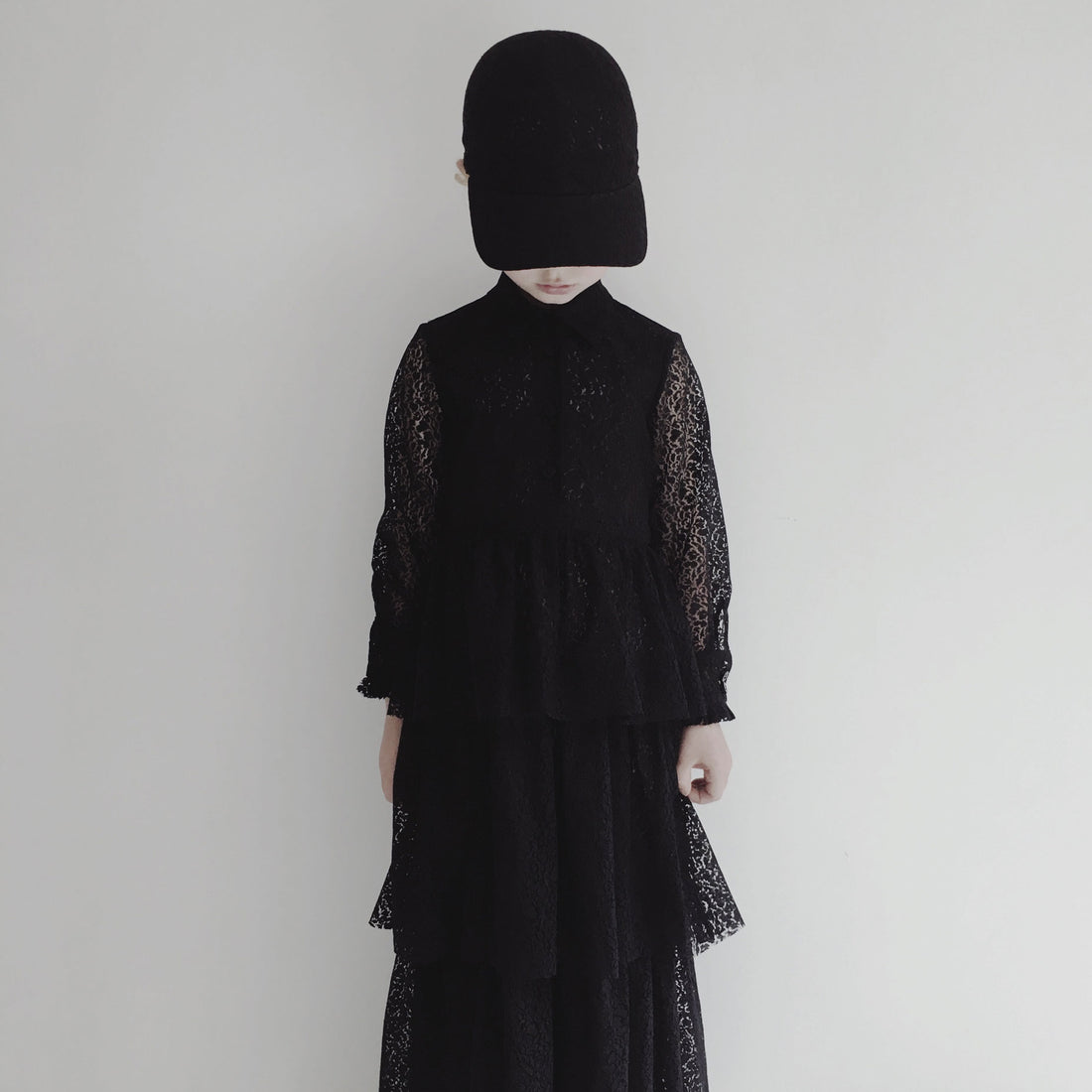 Caroline Bosmans Black Lace Layered Gown