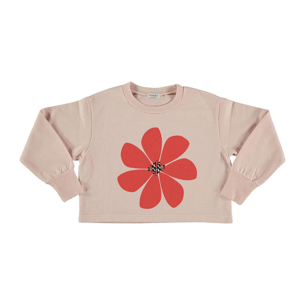 Picnik Pink Flower Cropped Sweatshirt