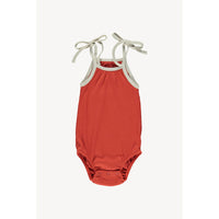 Fin and Vince Brick Red Bubble Tie Onesie