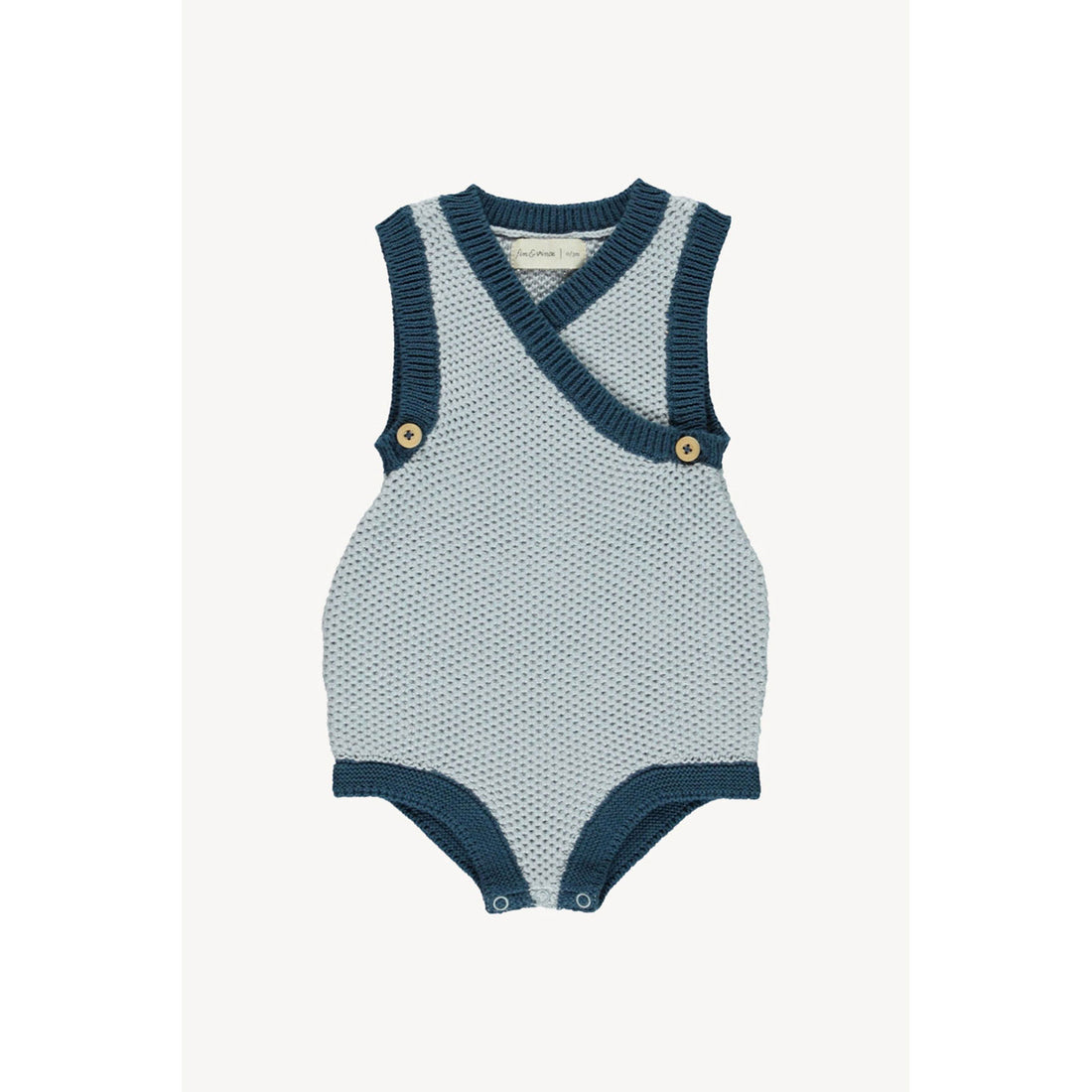 Fin and Vince Sky/Ocean Knit Wrap Romper
