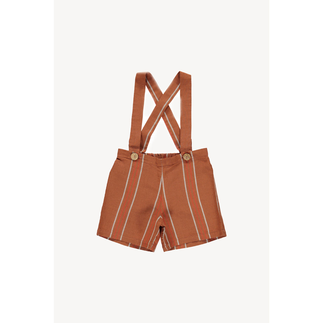 Fin and Vince Rust Stripe Suspender Shorts