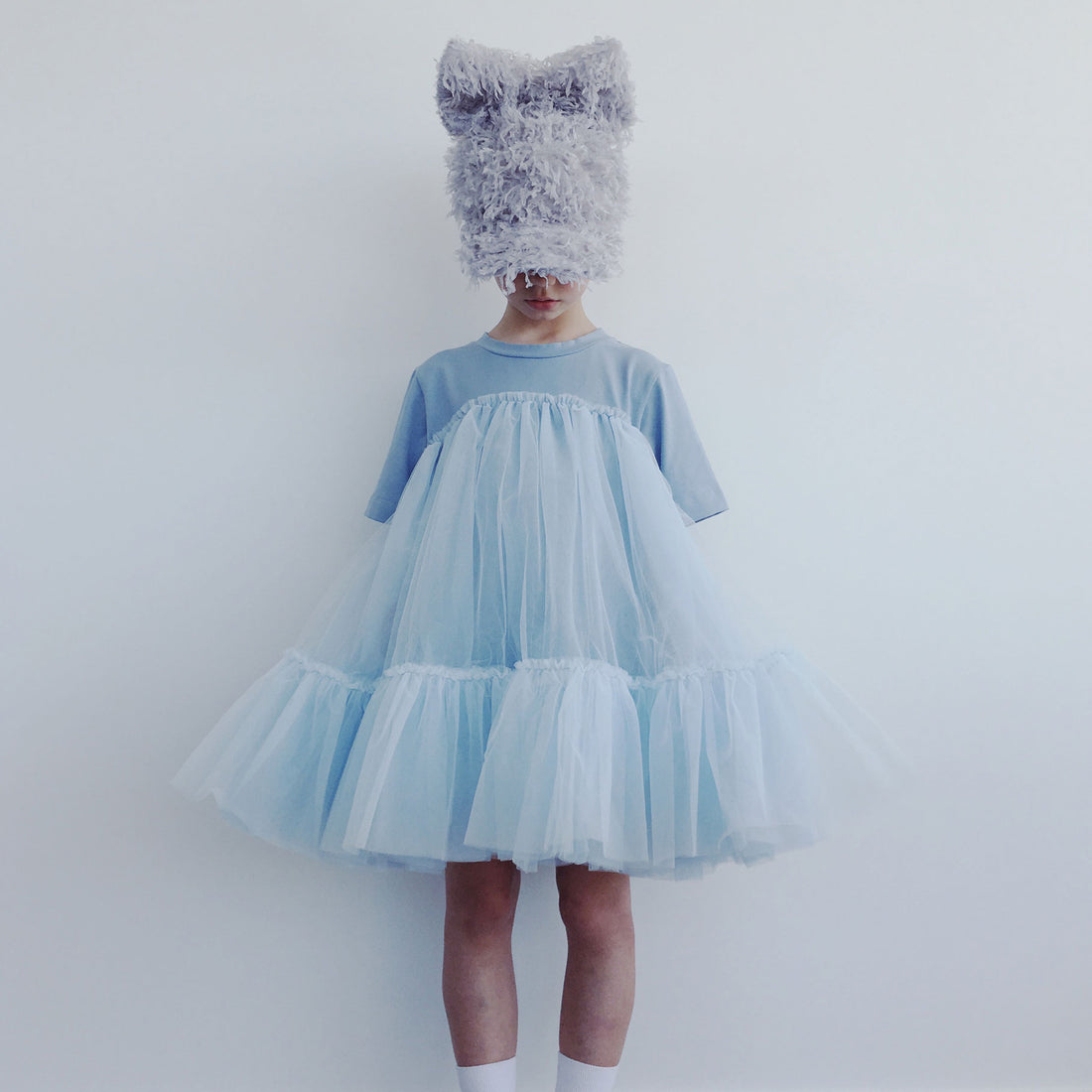Caroline Bosmans Artic Blue Oversized Tulle Dress