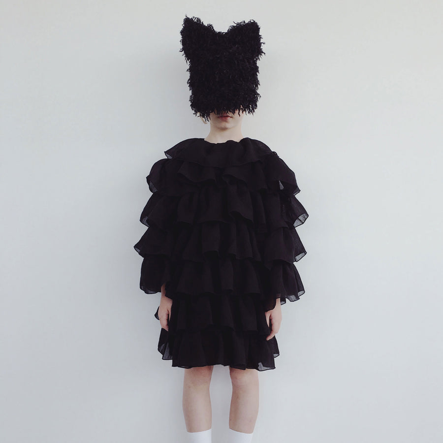Caroline Bosmans Black Tencel Luxury Layered Dress