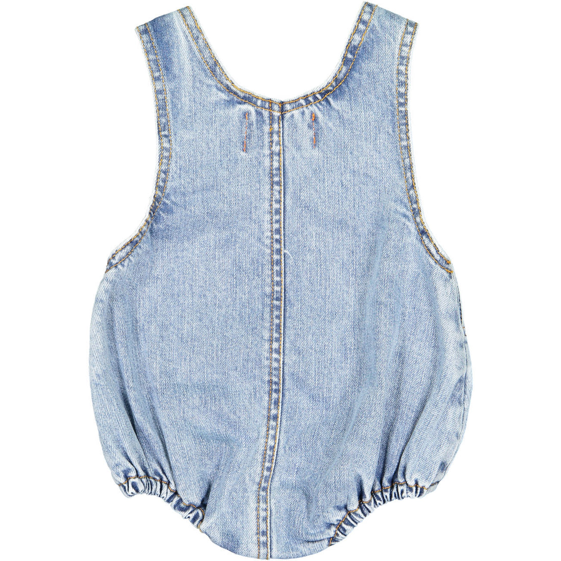 Piupiuchick Light Blue Washed Denim Romper
