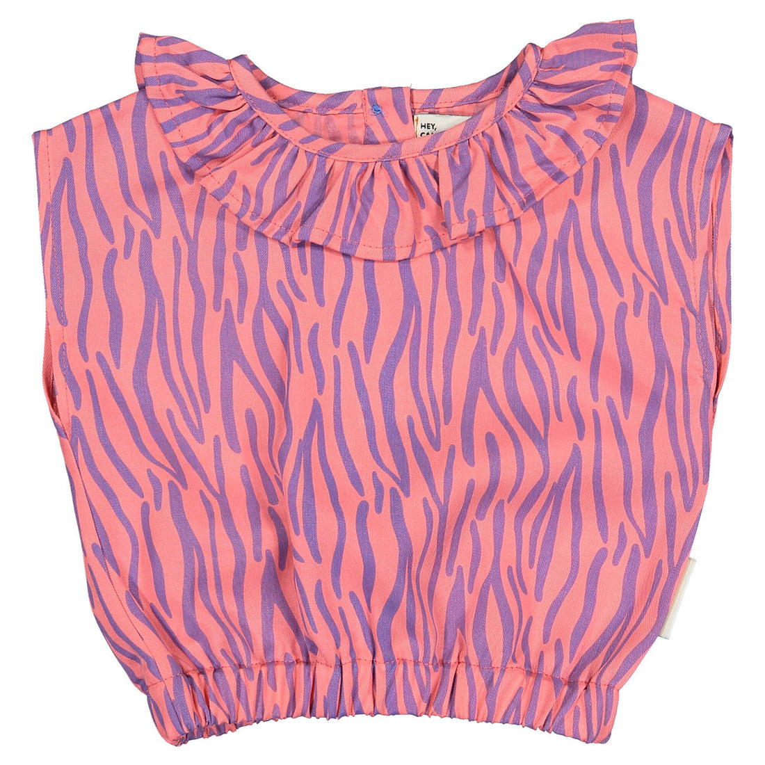 Piupiuchick Pink Animal Print Sleeveless Collar Blouse