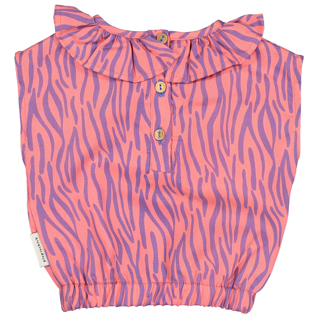 Piupiuchick Pink Animal Print Sleeveless Collar Blouse