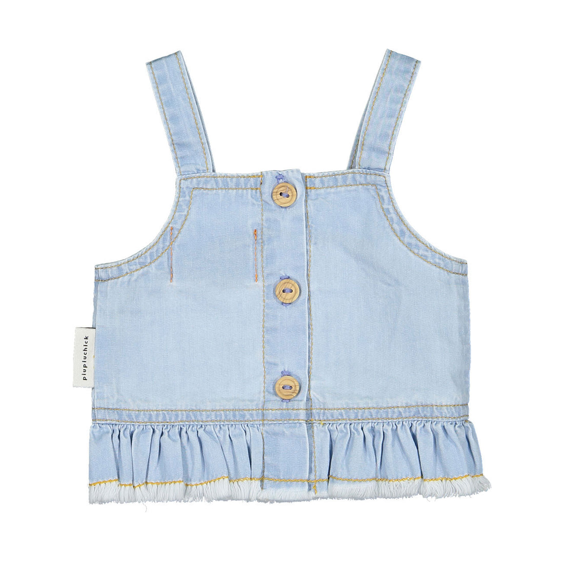 Piupiuchick Light Chambray Sun Print Top