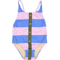 Piupiuchick Lavander Stripe Button Swimsuit