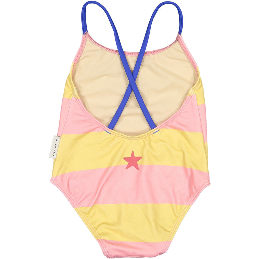 Piupiuchick Pink Stripe The Buddy Squad Crossed Strap Swimsuit