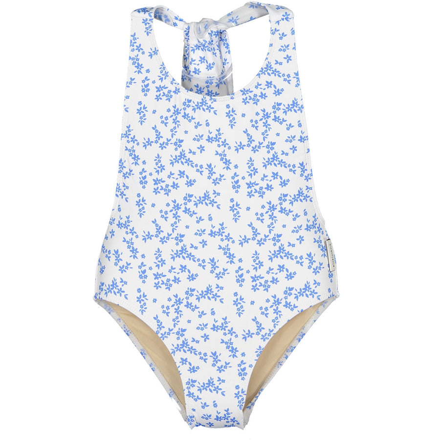 Piupiuchick White Little Flower Back Bow Swimsuit