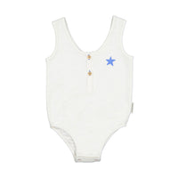 Piupiuchick Off White Star Textured Sleeveless Bodysuit