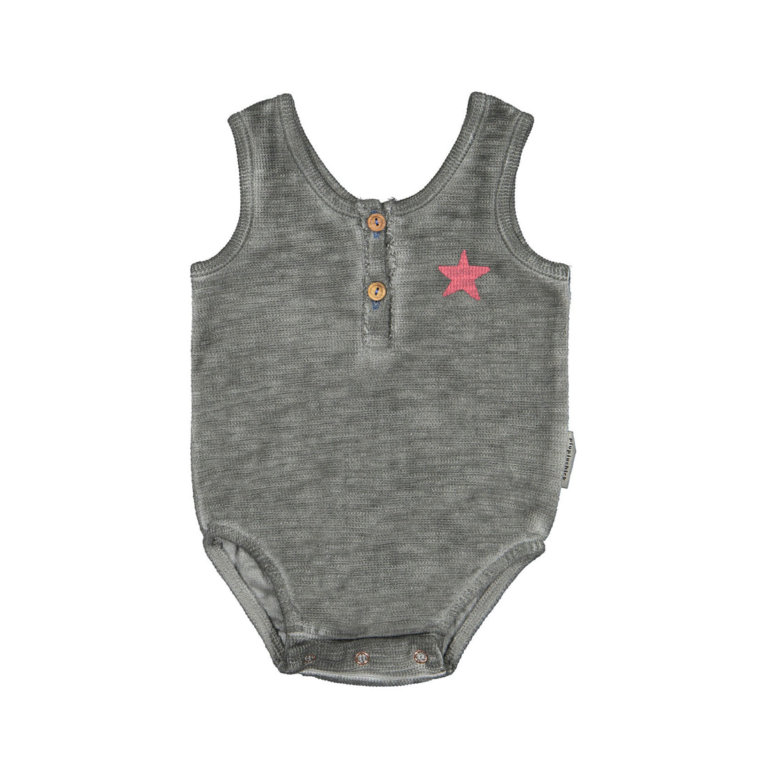 Piupiuchick Grey Washed Star Textured Sleeveless Bodysuit