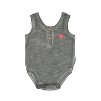 Piupiuchick Grey Washed Star Textured Sleeveless Bodysuit