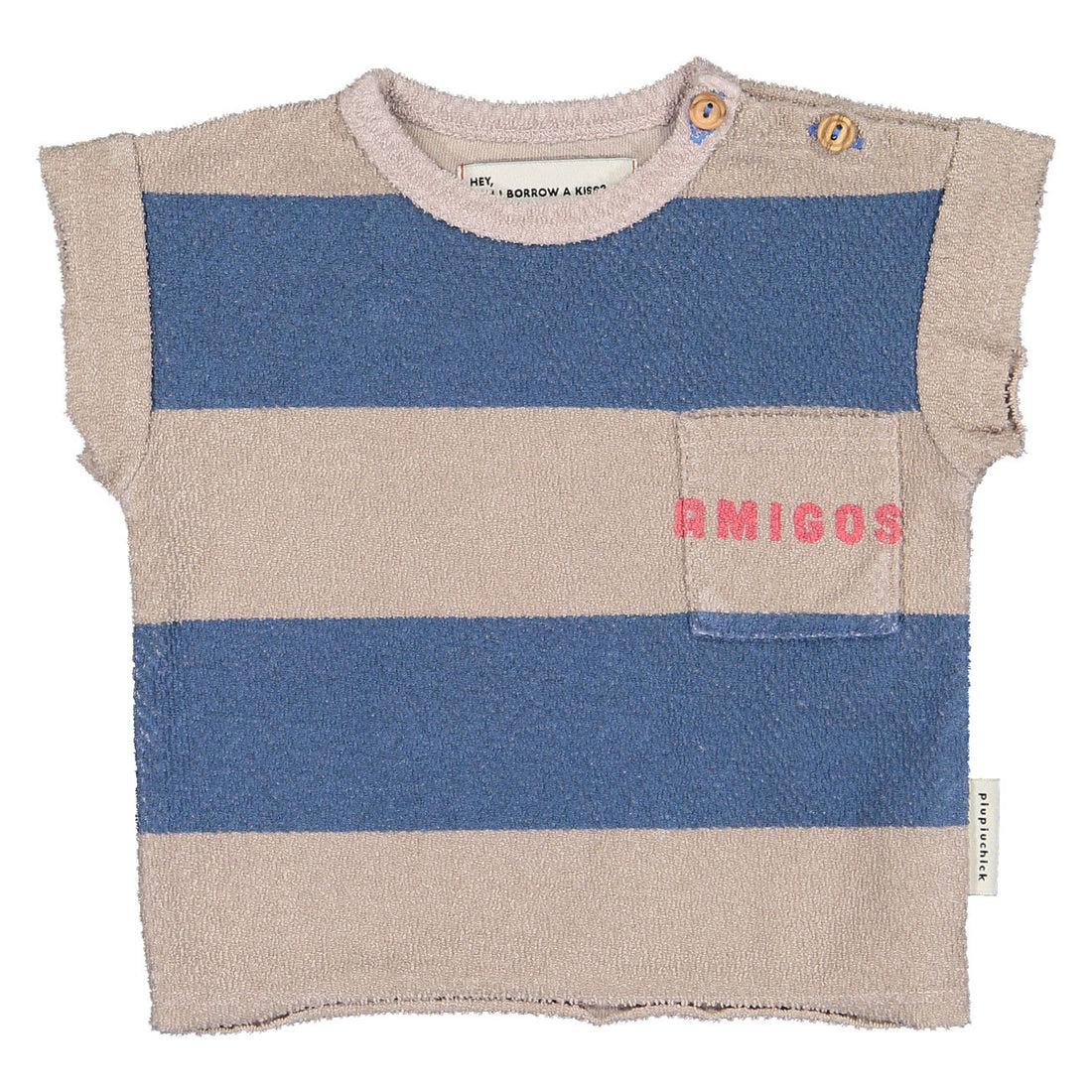Piupiuchick Light Brown Stripe Printed Textured T-Shirt