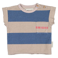 Piupiuchick Light Brown Stripe Printed Textured T-Shirt