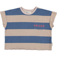 Piupiuchick Light Brown Stripe Printed Textured T-Shirt