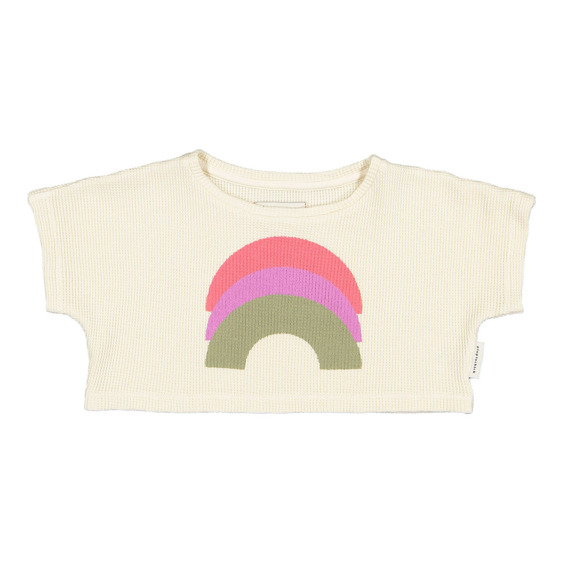 Piupiuchick Ecru Rainbow Textured Crop Top