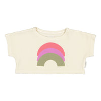 Piupiuchick Ecru Rainbow Textured Crop Top