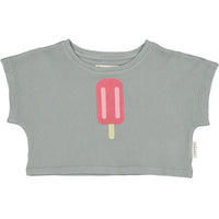 Piupiuchick Grey Ice Cream Textured Crop Top