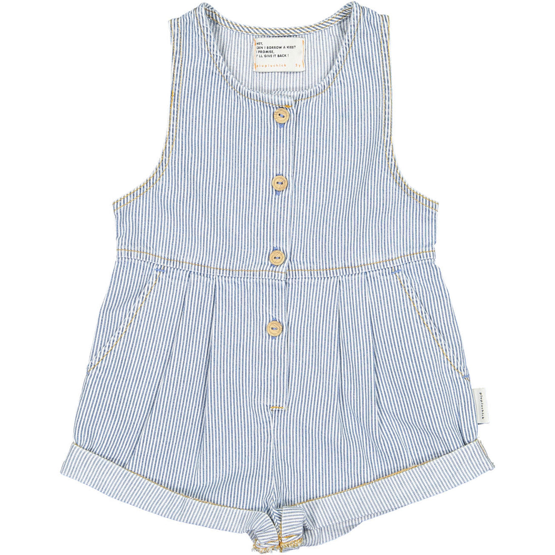 Piupiuchick Denim Washed Striped Jumpsuit