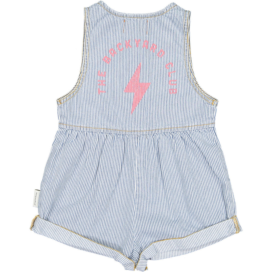 Piupiuchick Denim Washed Striped Jumpsuit