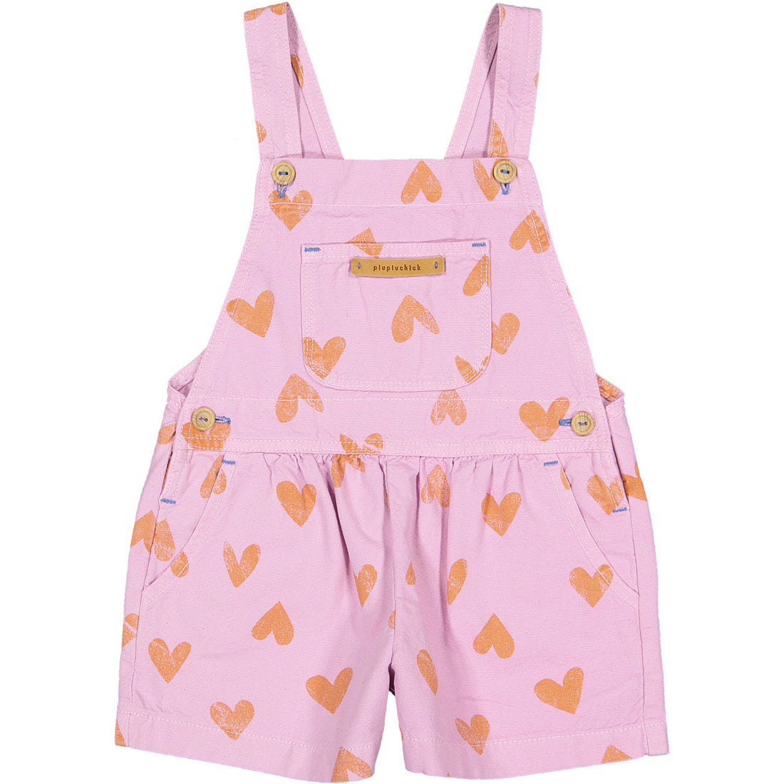 Piupiuchick Lavander Hearts Allover Dungarees