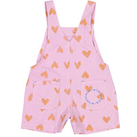 Piupiuchick Lavander Hearts Allover Dungarees