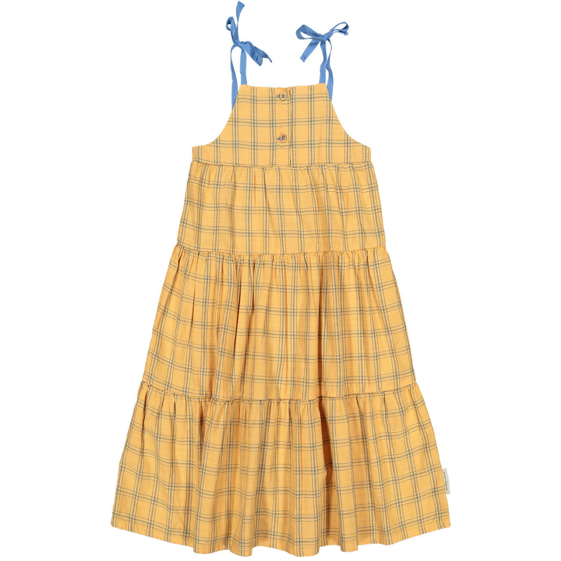 Piupiuchick Orange Checkered Long Layered Dress