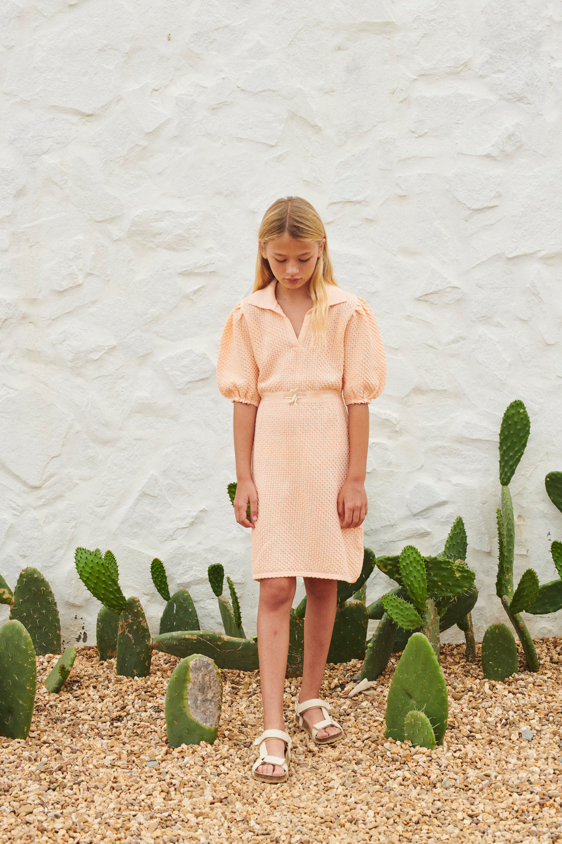 Liilu Cotton-Soft Apricot Crochet Dress