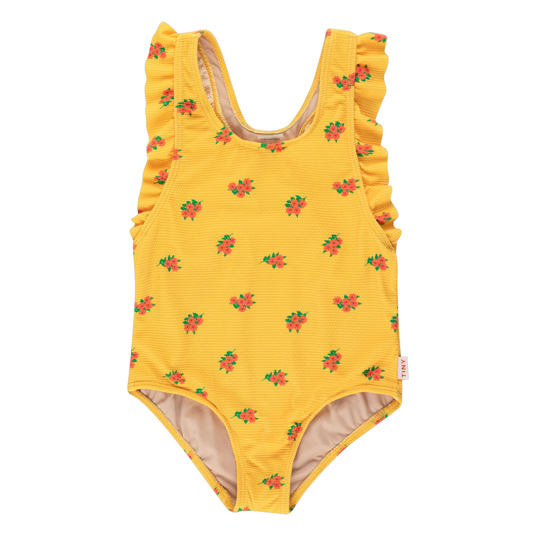 Tiny Cottons Yellow/Summer Red Flowers & Frills Swimsuit