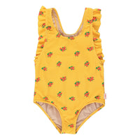 Tiny Cottons Yellow/Summer Red Flowers & Frills Swimsuit