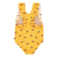 Tiny Cottons Yellow/Summer Red Flowers & Frills Swimsuit