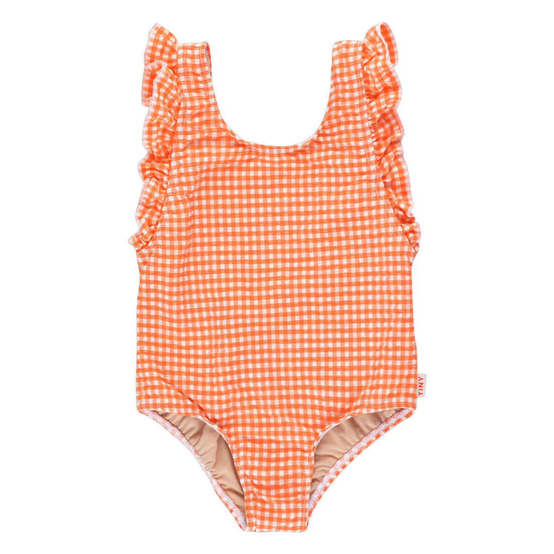 Tiny Cottons Light Cream/Summer Red Vichy Frills Swimsuit
