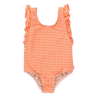 Tiny Cottons Light Cream/Summer Red Vichy Frills Swimsuit