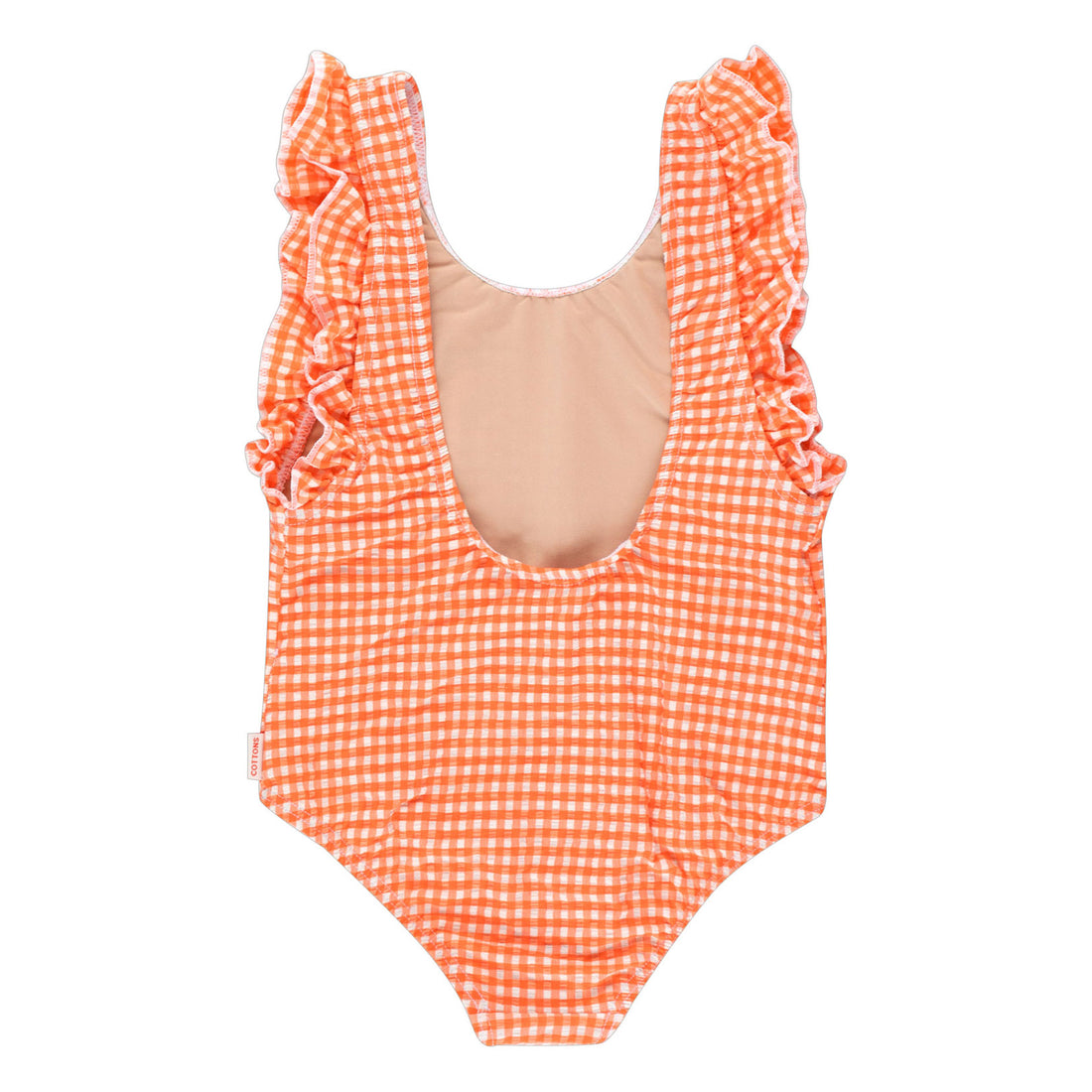 Tiny Cottons Light Cream/Summer Red Vichy Frills Swimsuit